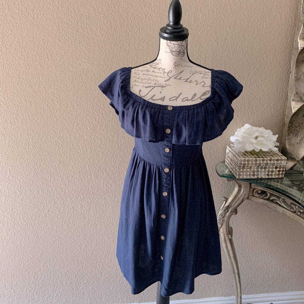 Navy off the shoulder dress
